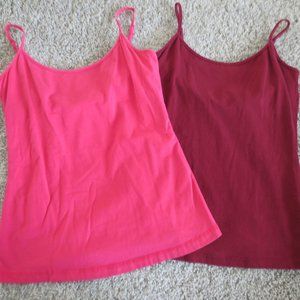 SOLD! Lot of 2 Route 66 Womens Juniors Tank Top Pink and Burgundy w/Built in Bra